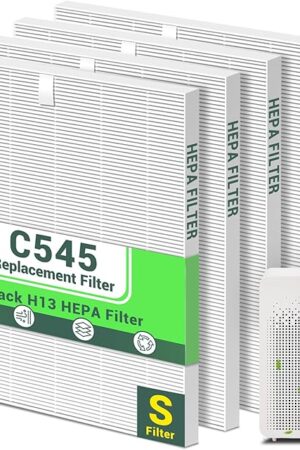 4Pack C545 Ture Hepa Replacement Filter S Compatible with winix C545 Replacement Filter S, For Winix C545 Air Purifier, Part # 1712-0096-00 and 2522-0058-00
