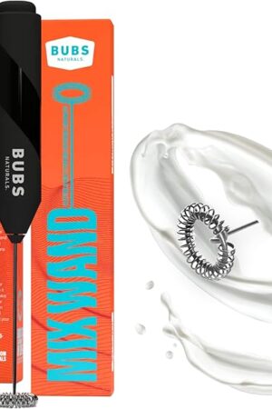 BUBS Naturals Mix Wand - Handheld Milk Frother - Lattes, Coffee, Cappuccino, Frappes, Hot Chocolate Blender - Portable Protein Powder, Omelet, Egg, Shakes, Smoothies Mixer - Food Grade Stainless Steel