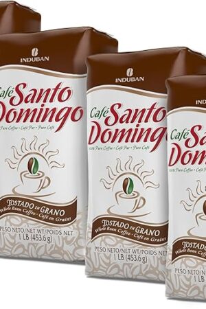 Café Santo Domingo, 16 oz Bag, Whole Bean Coffee, Medium Roast - Product from the Dominican Republic (Pack of 4)