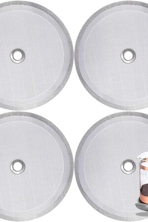 4 Pieces Attsky French Press Filter, 4 Inch Stainless Steel Mesh Screen and Replacement Parts for French Press Coffee Maker