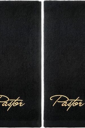 Buryeah 2 Pcs Pastor Towels Man of God Towel for Father's Gift(Black)