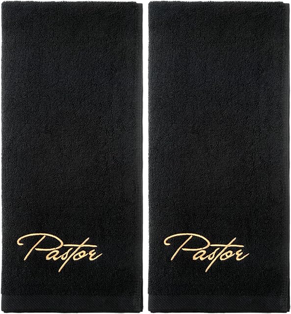 Buryeah 2 Pcs Pastor Towels Man of God Towel for Father's Gift(Black)