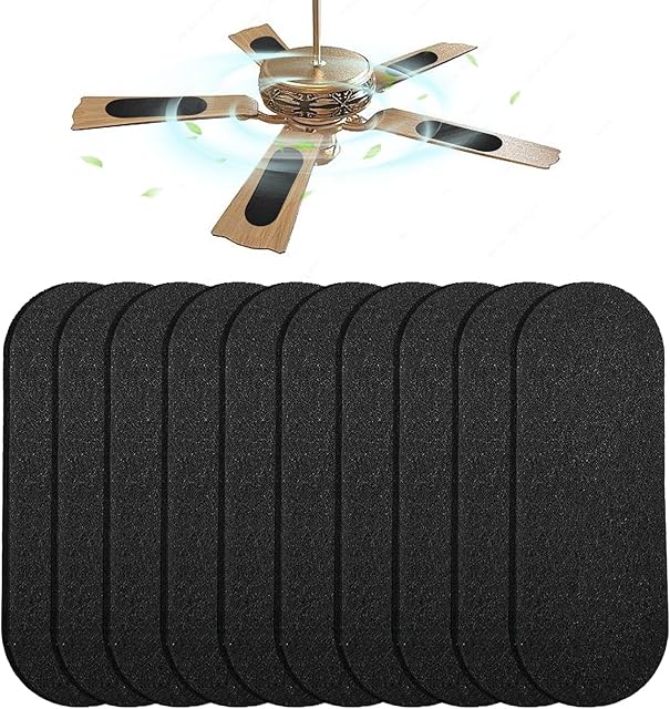 Ceiling Fan Filters for Blades 10 Pcs Activated Carbon Air Filter Easy-Stick Ceiling Fan Blade Filter for Home Office Common Household Contaminants All Fan Blades