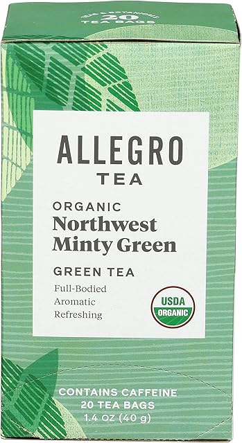 Allegro Tea, Organic Northwest Minty Green Tea Bags, 20 ct