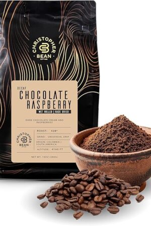 Christopher Bean Coffee - Certified Kosher - Decaf Ground Universal Drip Chocolate Raspberry Flavored Coffee with Medium Roast | Chocolate Raspberry Coffee No Sugar with 100% Arabica, No Fats, Non-GMO | 10-Ounce