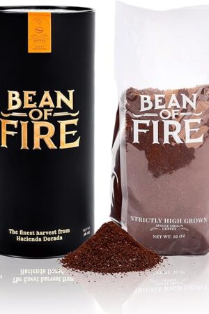 Bean of Fire El Salvador Red Bourbon Honey Ground Coffee – Medium Roast, Single Origin Specialty, Smooth & Fruity Cup (16 oz)