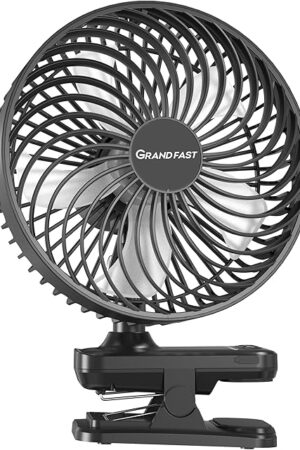 10000mAh Clip On Fan, 42H Run, Quiet & Auto Oscillating Table Fan, Rechargeable with 4 Powerful Speeds, Battery Operated Desk Fan with Sturdy Clamp for Camping Outdoor Travel RV Home Bedroom Office