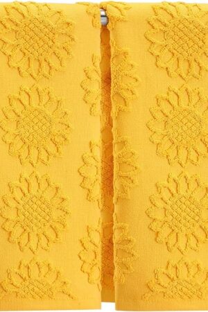 2 Pcs Sunflower Hand Towels for Bathroom 100% Cotton Jacquard Weave Bath Towel Set Soft Absorbent Dish Washcloth for Bathroom Kitchen Summer Theme Gifts 13.8 x 29.5 Inch (Yellow)