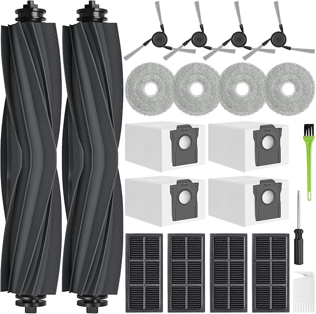 21PCS Replacement Parts for Dreame X40 Ultra / L40 Ultra, Accessory Kit for MOVA P10 Pro Ultra Includes Dual Main Brush, HEPA Filters, Mop Pads, Side Brushes, Dust Bag and Cleaning Tools