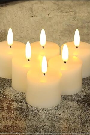 2"x1.5" Waxy White Flameless Votive Candles with Remote Timer, 400+Hours Small Battery Operated LED Candles Flickering for Wedding, Party and Holiday Decoration(Battery Included)