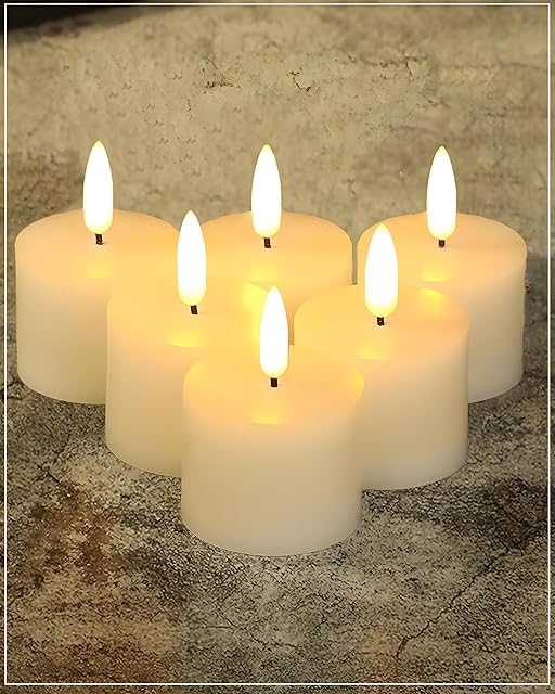 2"x1.5" Waxy White Flameless Votive Candles with Remote Timer, 400+Hours Small Battery Operated LED Candles Flickering for Wedding, Party and Holiday Decoration(Battery Included)