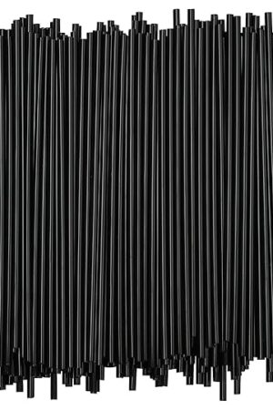 Disposable Plastic Coffee Stirrer Straw - 5 Inch Sip Stir Stick (Black, 1,000 count)