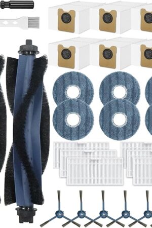28 Pack Replacement Accessories for Eufy Omni C20 Robot Vacuums Parts, 2 Main Brush, 6 Side Brushes, 6 Washable Filters, 6 Dust Bags, 6 Mop Pads, 1 Cleaning Tool and 1 Screwdriver