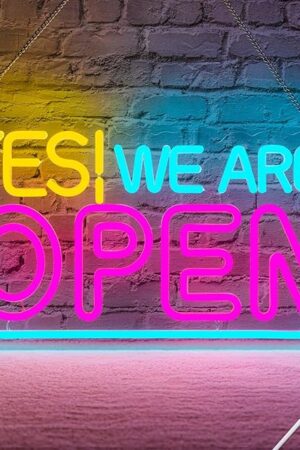 Bright Open Sign Dimmable Open Neon Signs, USB or Battery Operated Open SignS for Business, High Visibility Advertisement YES WE ARE OPEN Neon Pink Open Sign with ON/OFF Switch(16.5'' x 9'')