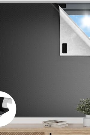 Blackout Curtains for Bedroom, 36" x 57" Temporary Blackout Shades for Windows, Portable Black Out Blinds Screen with 20 Loop & Hook, 100% Black Out Window Cover Film for Baby Nursery Travel RV-Blacks