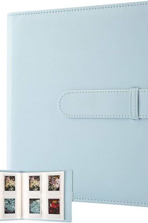 256 Pockets Photo Album for Fujifilm Instax Mini Camera, Leather Cover, Photo Album for Instax Mini 12 11 9 40 90 8 7 Evo LiPlay Instant Camera, 2x3 Photo Albums (Blue)