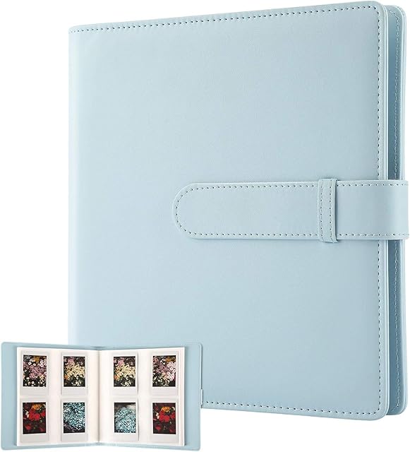 256 Pockets Photo Album for Fujifilm Instax Mini Camera, Leather Cover, Photo Album for Instax Mini 12 11 9 40 90 8 7 Evo LiPlay Instant Camera, 2x3 Photo Albums (Blue)