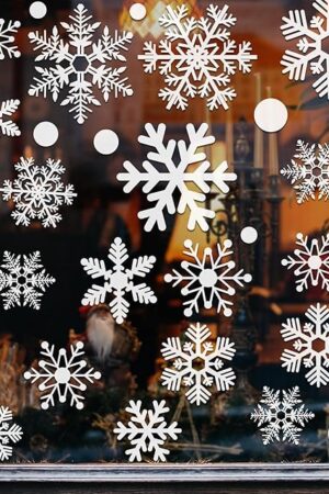 321pcs Christmas Window Decals - 9 Sheets of Snowflakes, Winter & Holiday Designs for Glass Windows