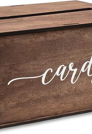 Wooden Wedding Card Box with Slot & Lid | Decorations for Reception for Wedding Gifts & Money | Baby & Bridal Shower, Graduation - Standard Size