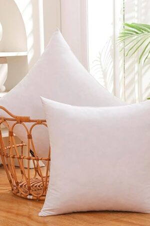 24x24 Inch Gold Goose Down and Feather Throw Pillow Inserts-2 Packs,White,Super Soft Cover,Double Layer Dwon Proof Design,High Filling Weight.