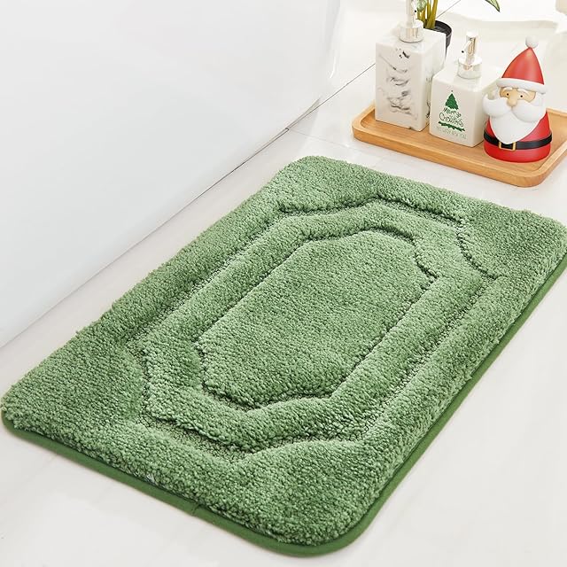BEQHAUSE Bath Rugs Bath Mats for Bathroom Polyester 16" x 24" Green