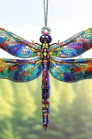Dragonfly Gifts for Women, Dragonflies Decor Suncatcher Effect, Dragon Fly Stained Glass Effect, Dragonfly Ornaments for Christmas Tree Decoration, Birthday Gift for Mom (Radiant Prism)