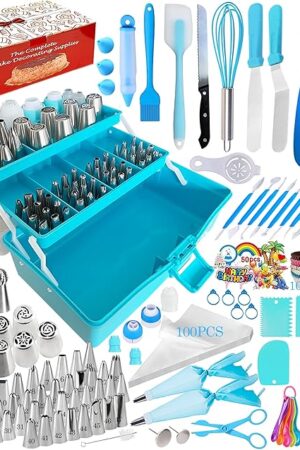 Cake Decorating Tools Supplies Kit - 368Pcs Baking Supplies with Storage Case for Beginners - Icing Piping Bags and Tips Set For Cookies, Cupcake & Cake Frosting Fondant Decorating