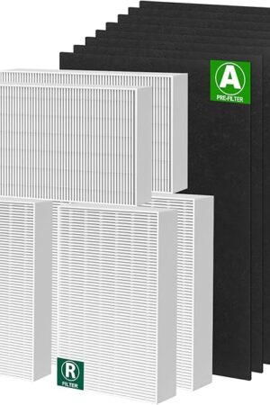 6 Pack HPA300 HEPA Filter Replacement R with 8 Pack Activated Carbon Filter A Compatible with Honeywell Air Purifier HPA300, HPA304, HPA200, HPA3300 and HPA5300 Series