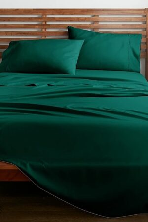 American Home Collection Queen Size Sheet Set - 16-Inch Deep Pocket - Ultra Soft Microfiber Bed Sheets - Breathable, Wrinkle and Fade Resistant, Easy Care - 4 Piece Set (Queen, Dark Green)