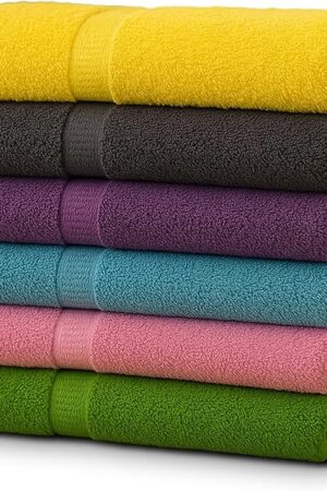 ZUPERIA 6-Pack Bath Towels - 30" x 60" - Ultra Soft 100% Cotton Large Bath Towels- Highly Absorbent for Bathroom, Pool, Gym, Spa, and Hotel Use (Colors Variety)