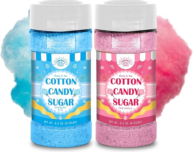 Cotton Candy Floss Sugar Package of ct-(Pink Vanilla, Blue Raspberry & Grape)-8.5oz Each Flavor (1 Count (Pack of 2))