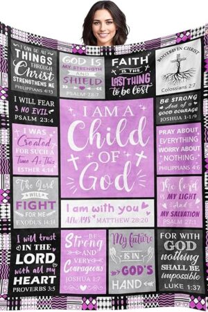 Baptism Gifts for Girl - Christian Gifts for Women - Child of God Blanket 50"x60" - Inspirational Birthday & Christening Religious Catholic Communion Gift for Girls Daughter Granddaughter Goddaughter