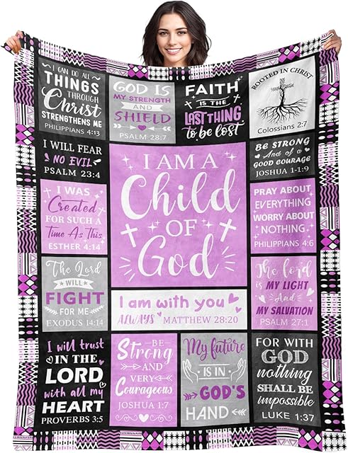 Baptism Gifts for Girl - Christian Gifts for Women - Child of God Blanket 50"x60" - Inspirational Birthday & Christening Religious Catholic Communion Gift for Girls Daughter Granddaughter Goddaughter