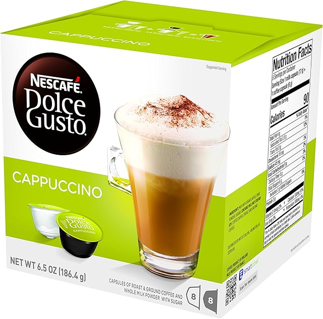 Dolce Gusto Nescafe Coffee Pods, Cappuccino, 16 capsules (Pack of 3)
