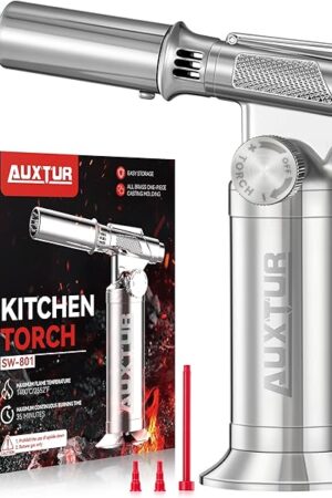 Butane Torch, Mini Kitchen Torch Lighter with Adjustable Flame for BBQ, Baking, Brulee Creme, Crafts and Soldering(Butane Gas Not Included)