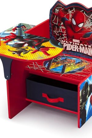 Delta Children Chair Desk With Storage Bin - Greenguard Gold Certified, Spider-Man, Arm Rest, Cushion Availability, Engineered Wood