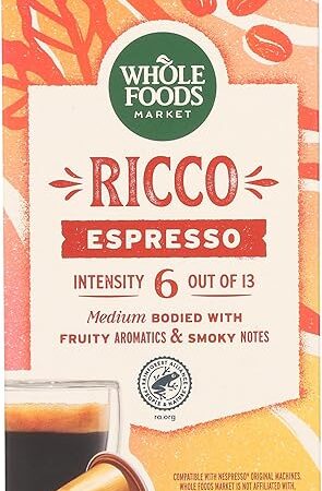 Whole Foods Market, Ricco Espresso Pods, Medium Bodied, Fruity Aromatics & Smoky Notes, 10 Count