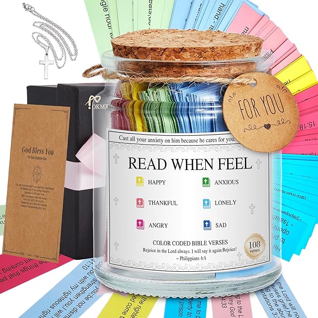 Bible Verse Jar,Read Me When Bible Verses Jar for Emotions and Feelings,Father's Day Gift For Dad From Daughter,Son,Wife,Christian Gift For Women,Men,Graduation Gifts,Birthday Gifts