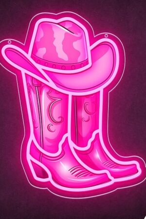 Cowboy Boot with Hat Neon Signs for Wall Decor, Led Pink Cowgirl Boot Neon Sign, Pink Aesthetic Western Wall Art, Cowboy LED Sign for Game Room Bedroom Party Bar Decor Birthday Christmas Gifts