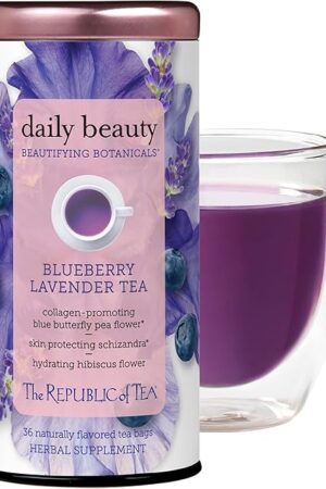The Republic of Tea Blueberry Lavender Herbal Tea Bags, 36 Count | Daily Beauty | Beautifying Botanicals®