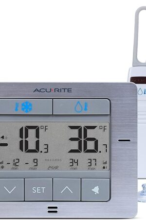 AcuRite Digital Wireless Fridge and Freezer Thermometer with Alarm, Max/Min Temperature for Home and Restaurants (00515M) 4.25" x 3.75"