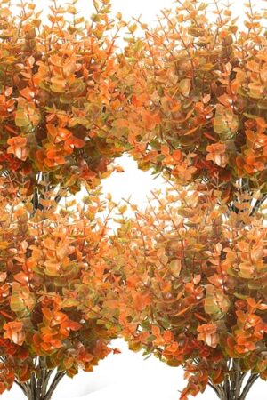 10 Bundle Artificial Fall Boxwood No Fade Faux Autumn Plants