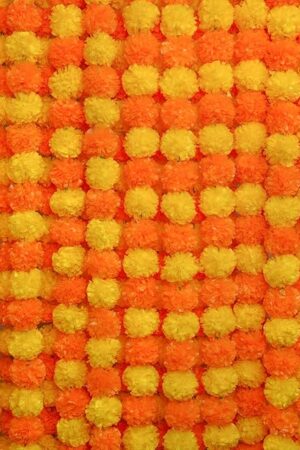5Pcs Marigold Garland for Decoration,5 Feet Artificial Marigold Flowers Diwali Decorations for Home,Orange and Yellow Artificial Marigold Heads for Diwali Party,Indian Weddings,Halloween,Wreath