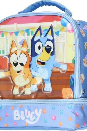 Bluey Lunch Box Bluey and Bingo Party Time Dual Compartment Insulated Lunch Bag Tote
