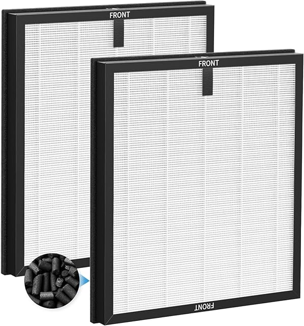 2 Pack F1 Replacement Filter for AMEIFU F1 Air Purifier, Double-Sided Air Purifier Filter for Home Large Room Up to 2200 Sq Ft, H13 True HEPA and Activated Carbon, Replace Part #F1F