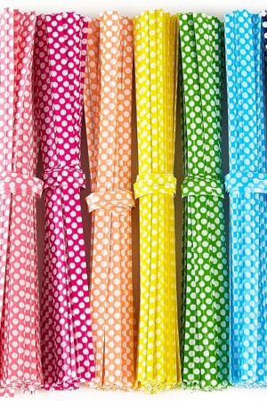 100 PCS 4" Polka-Dotted Bag Twist Ties,Mixed 8 Colors Plastic Twist Ties Bread Bags Ties for Candy Cookies Gift Bags and Decoration