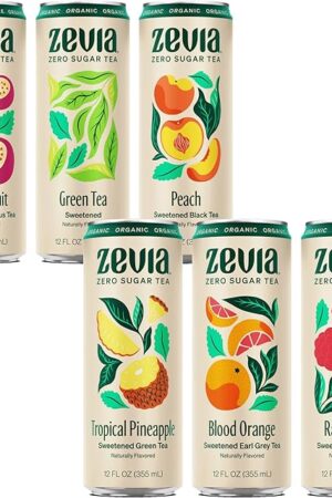 Zevia Organic Sugar Free Iced Tea, Tea Refresher Variety Pack, 12 Ounce Cans (Pack of 12)