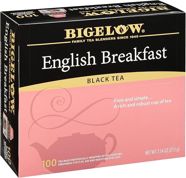 Bigelow English Breakfast Black Tea, Caffeinated Tea, 100 Count Box (Pack of 1)
