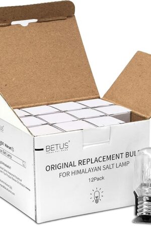 Betus Original Replacement Long Lasting 25 Watt Dimmable E12 Socket Warm White Household Salt Lamp Bulb Candle Warmers - Value Pack of 12
