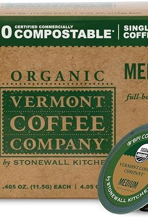 Vermont Coffee Company Organic Compostable Medium Roast Coffee Pods, 10 Count